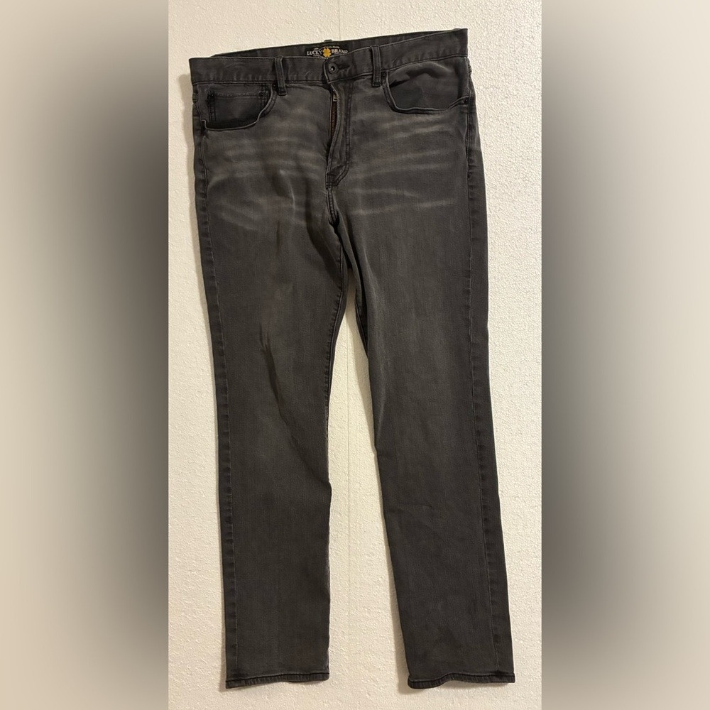 Lucky Brand Jeans Mens 36x32 Black 121 Heritage Slim Mid Rise Dark Wash Denim